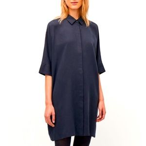 COS Draped Boxy Lyocell Shirt Dress - Navy